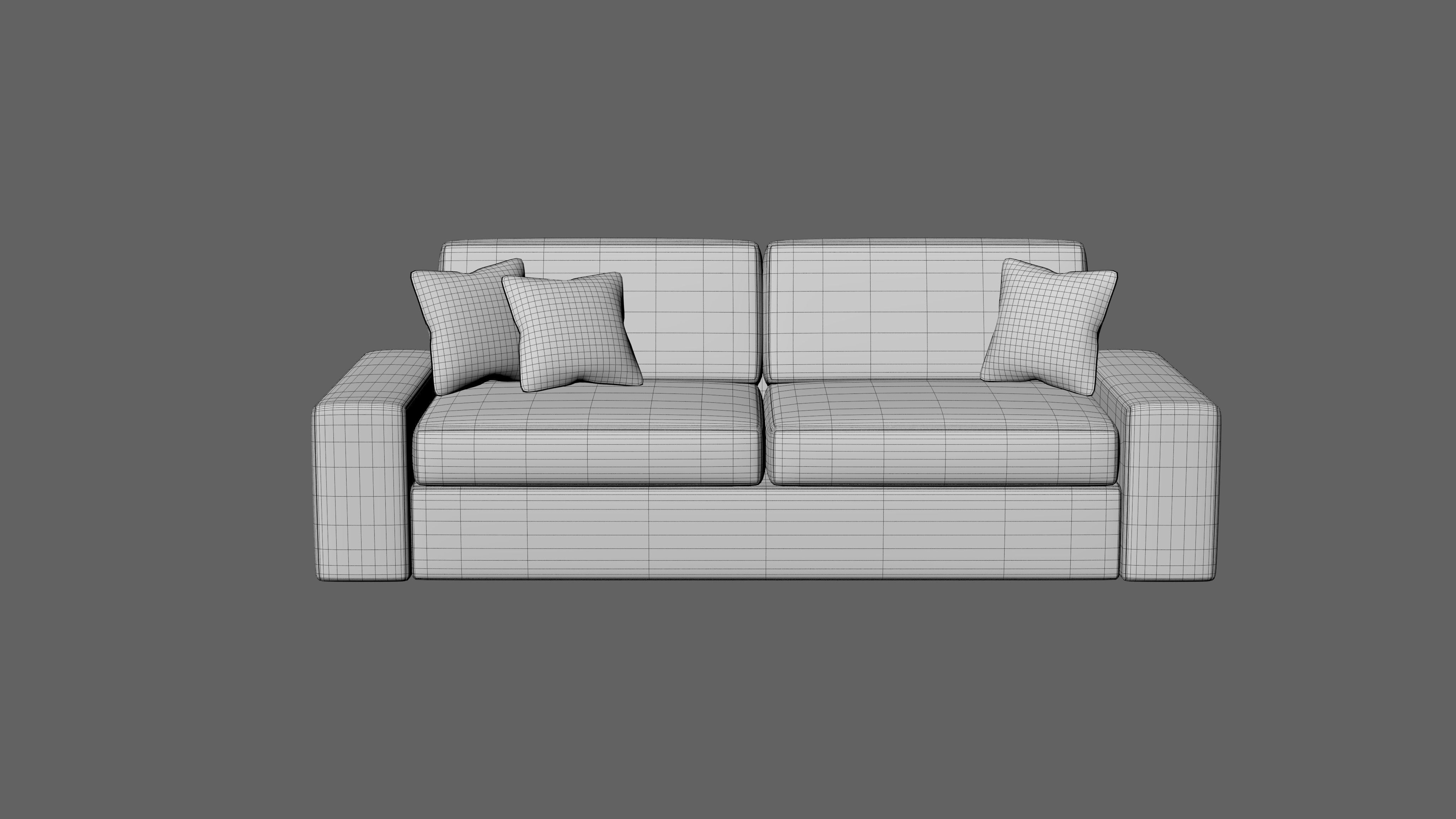 Fabric Sofa Low-poly 3D model_8