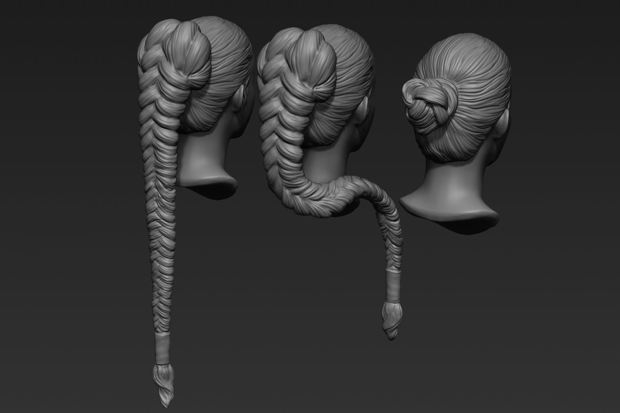 Female Hair Collection 3 3D model_2