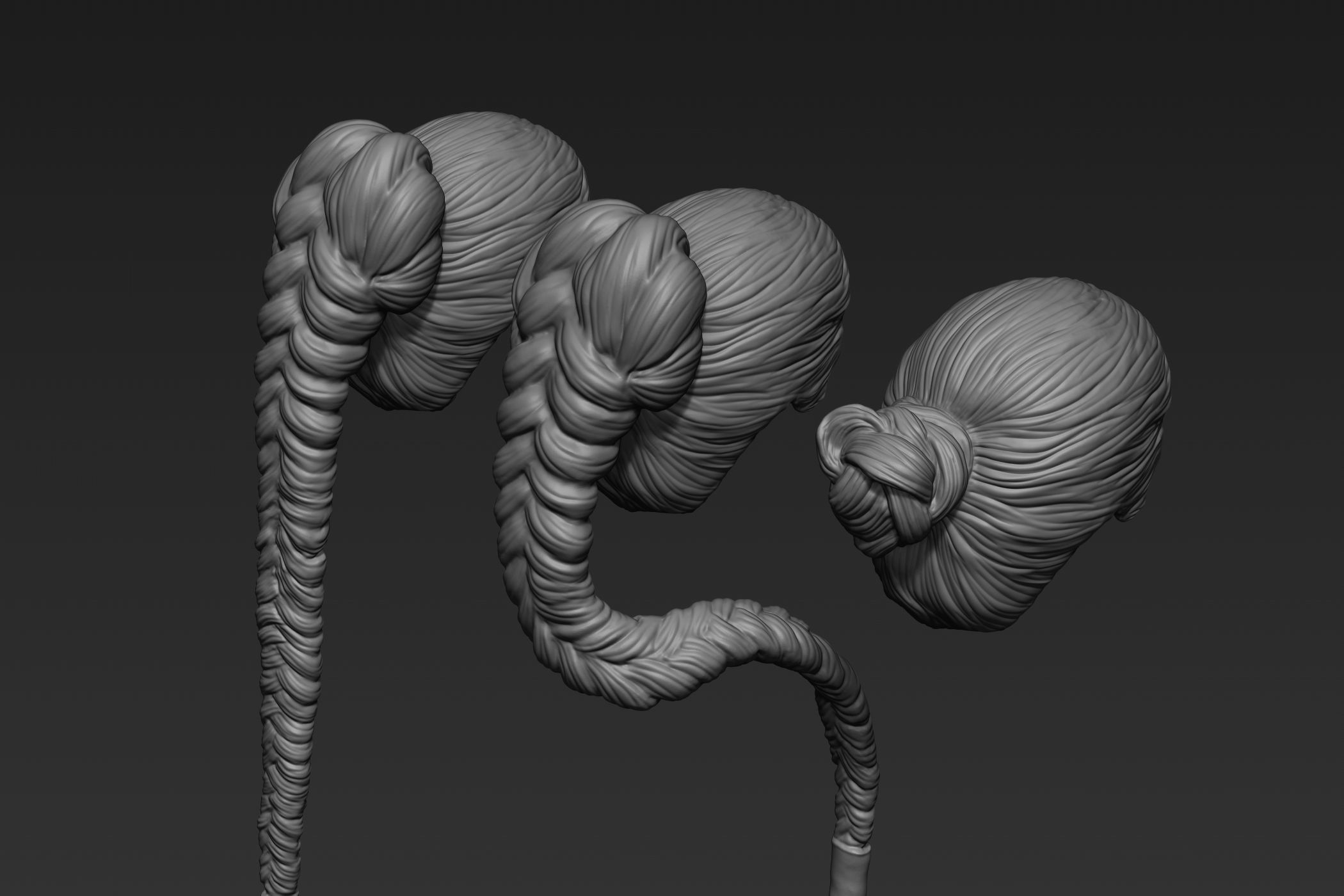 Female Hair Collection 3 3D model_7