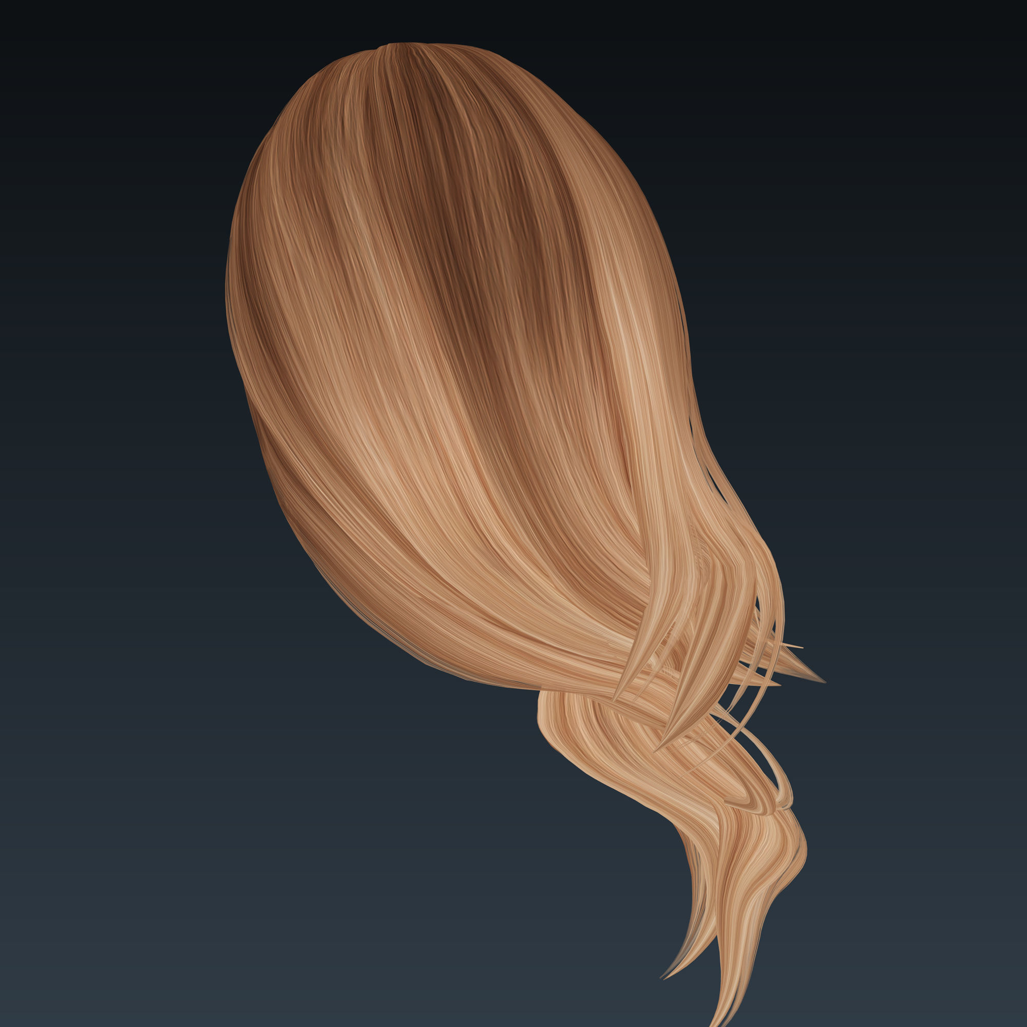 3D Female hairstyle - Windrose Lowpoly 3D model_3