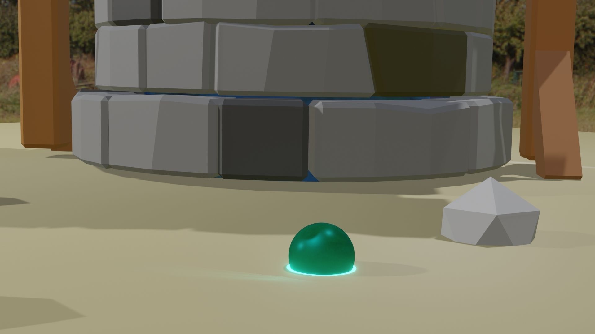 Well lowpoly low-poly 3d model water in field Low-poly 3D model_4