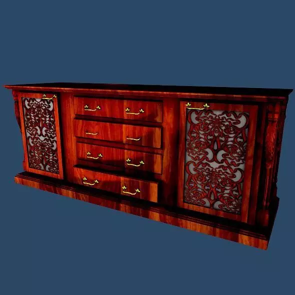 Console ornate wooden sideboard 3D model_0