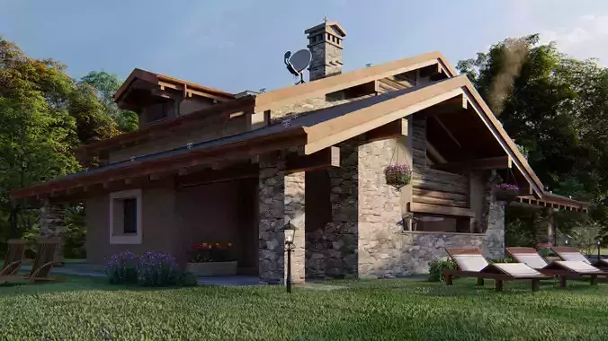 Architecture - Alpine house 3d