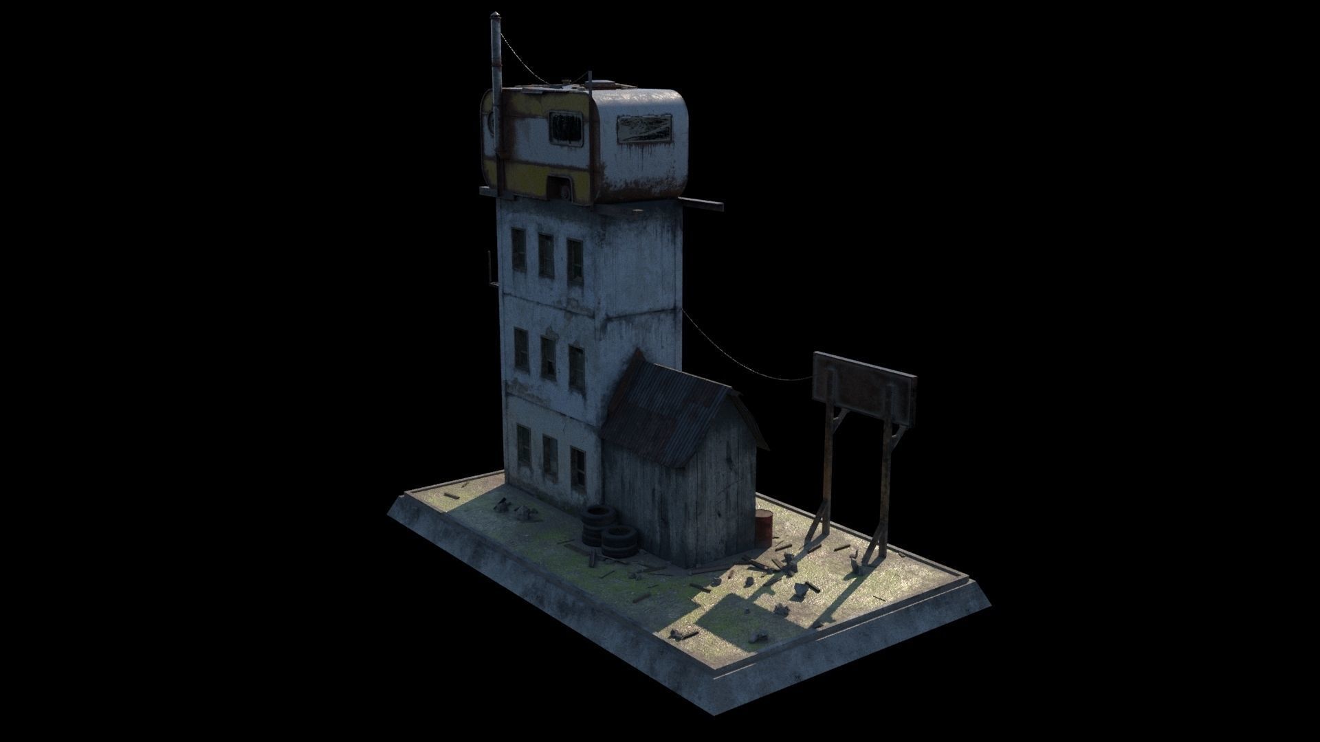 Old house 3D model Low-poly 3D model_4