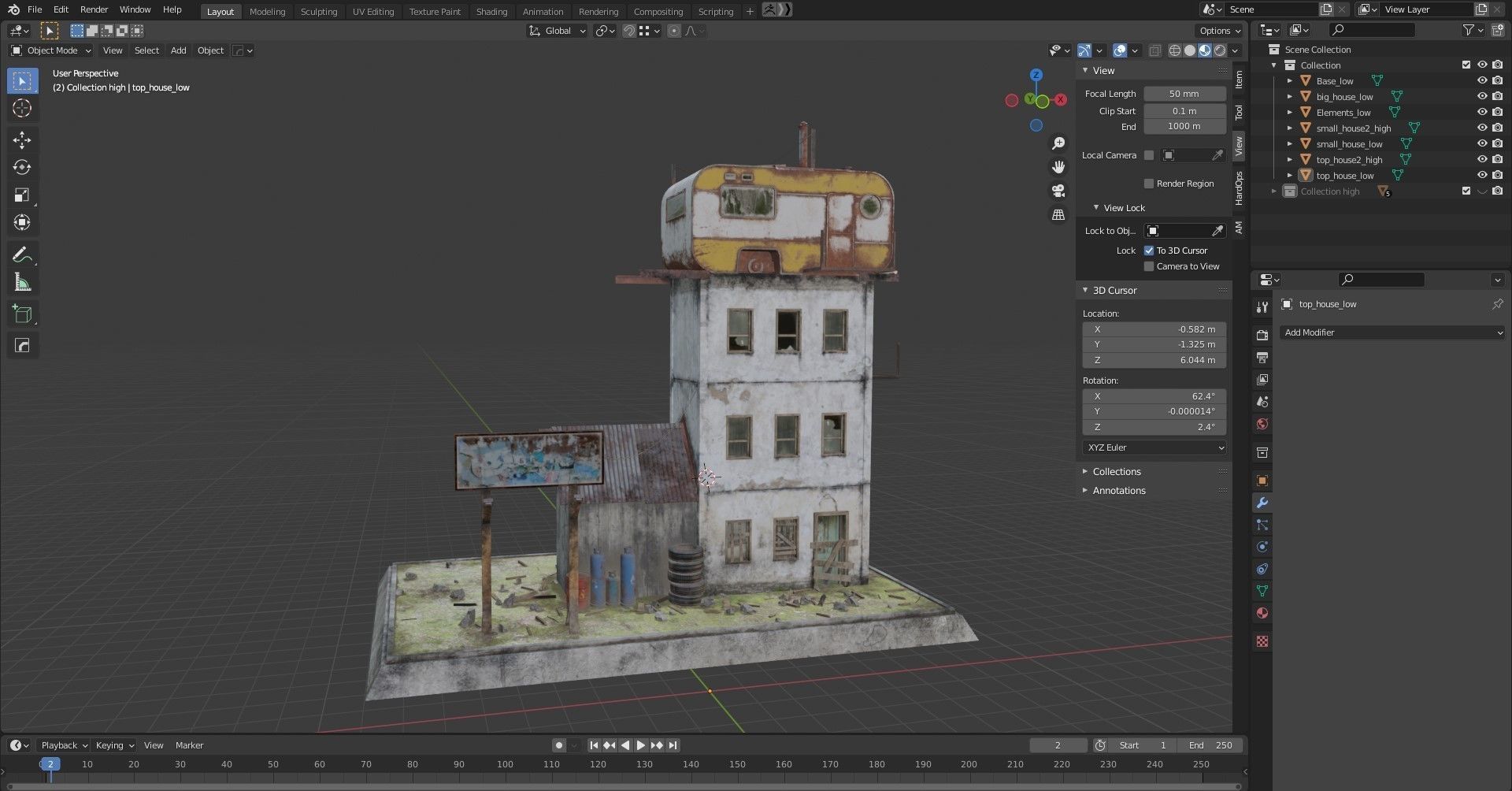 Old house 3D model Low-poly 3D model_6