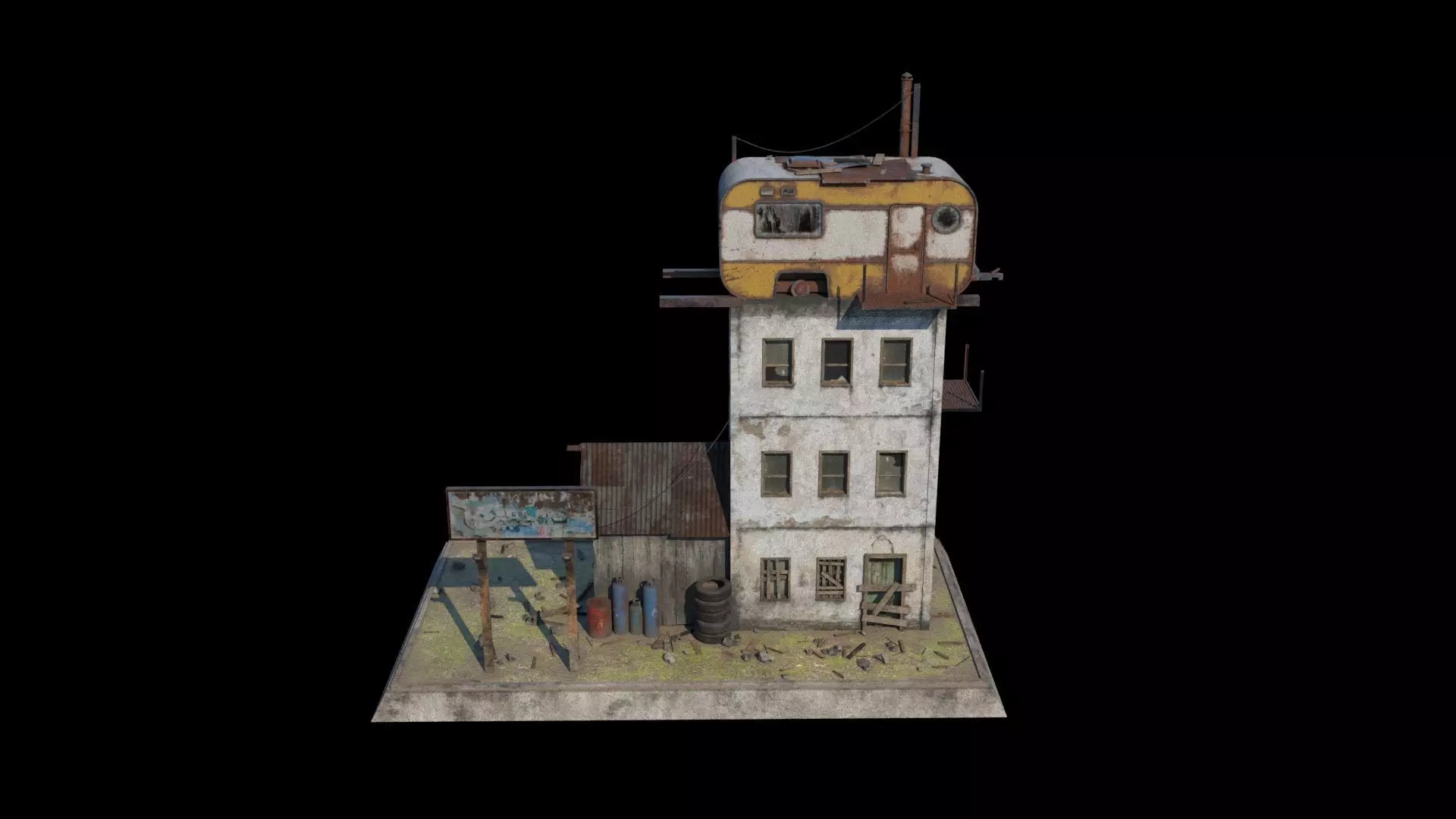 Old house 3D model Low-poly 3D model_0