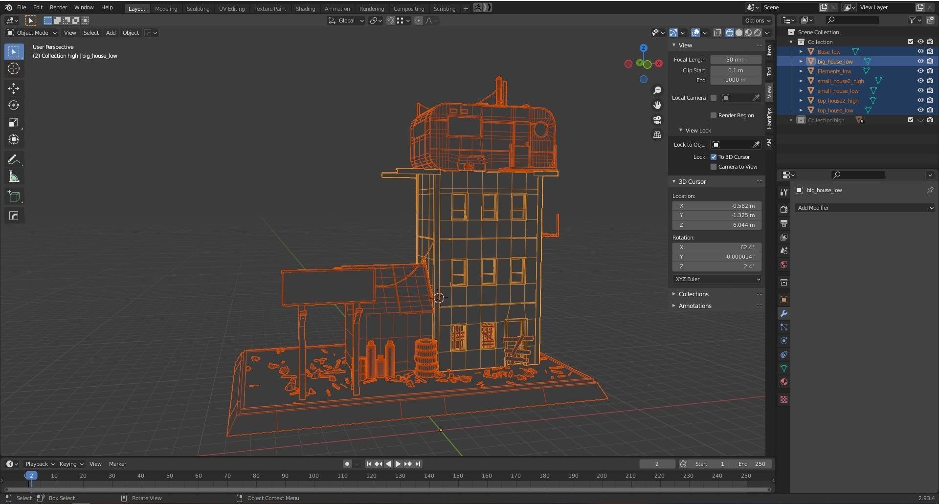 Old house 3D model Low-poly 3D model_7