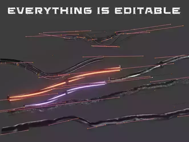 Procedural Cables Low-poly 3D model