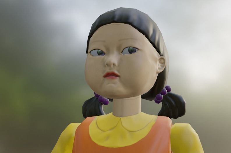 Squid Game Doll Animated Low-poly 3D model_1