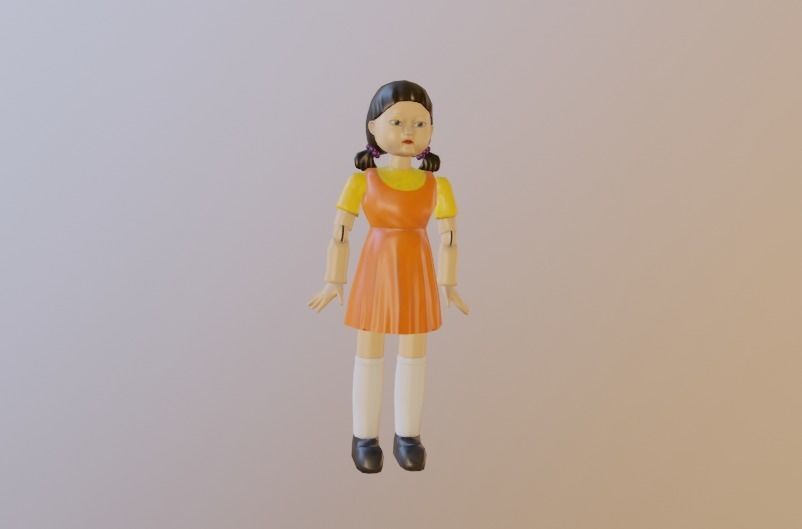 Squid Game Doll Animated Low-poly 3D model_2