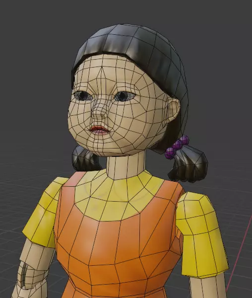 Squid Game Doll Animated Low-poly 3D model_0