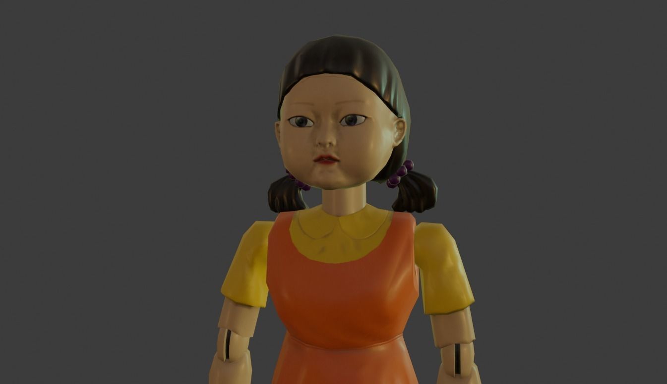 Squid Game Doll Animated Low-poly 3D model_5