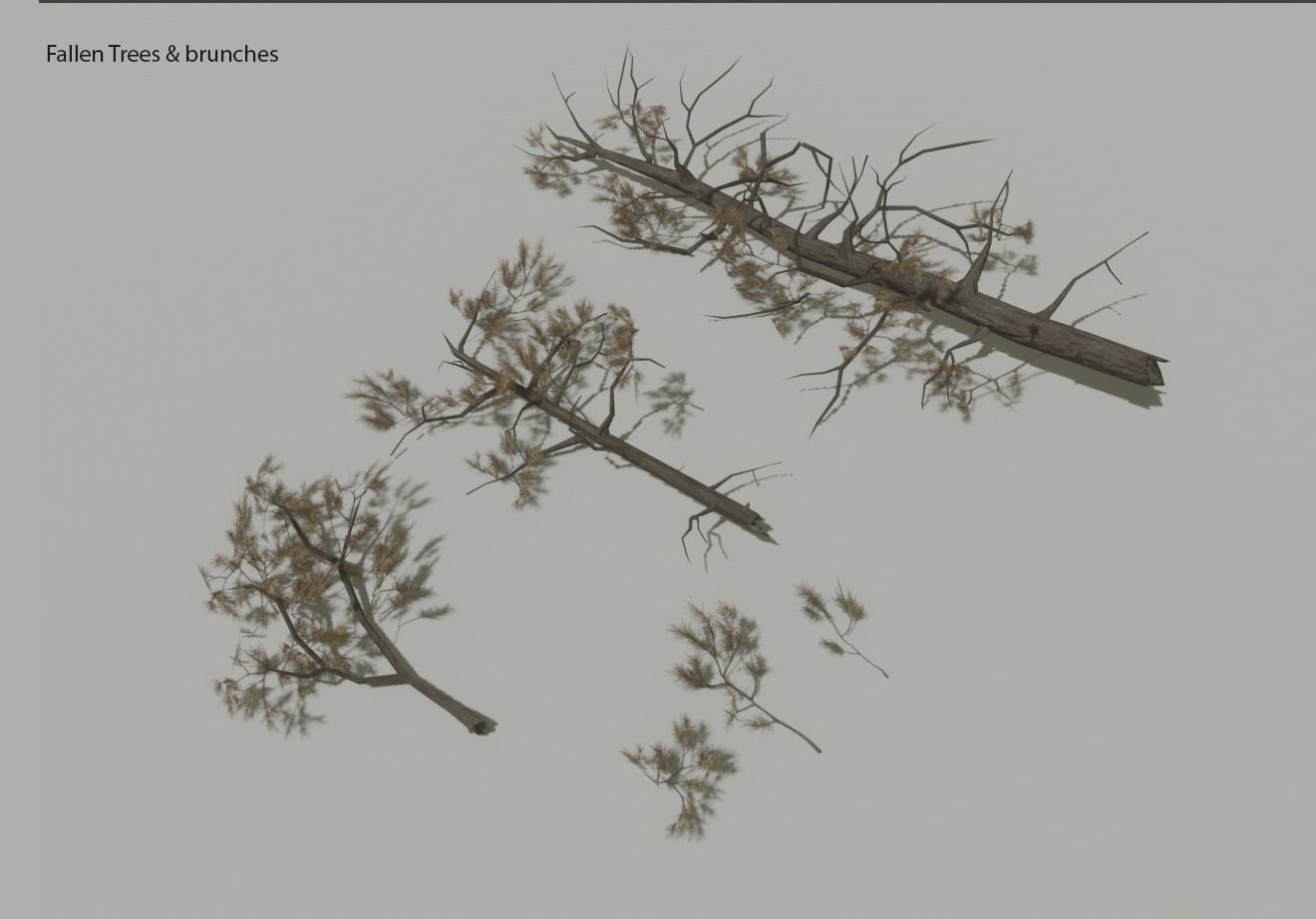 Pine trees forest Low-poly 3D model_8