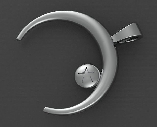 crescent and star  pendant 3D print model