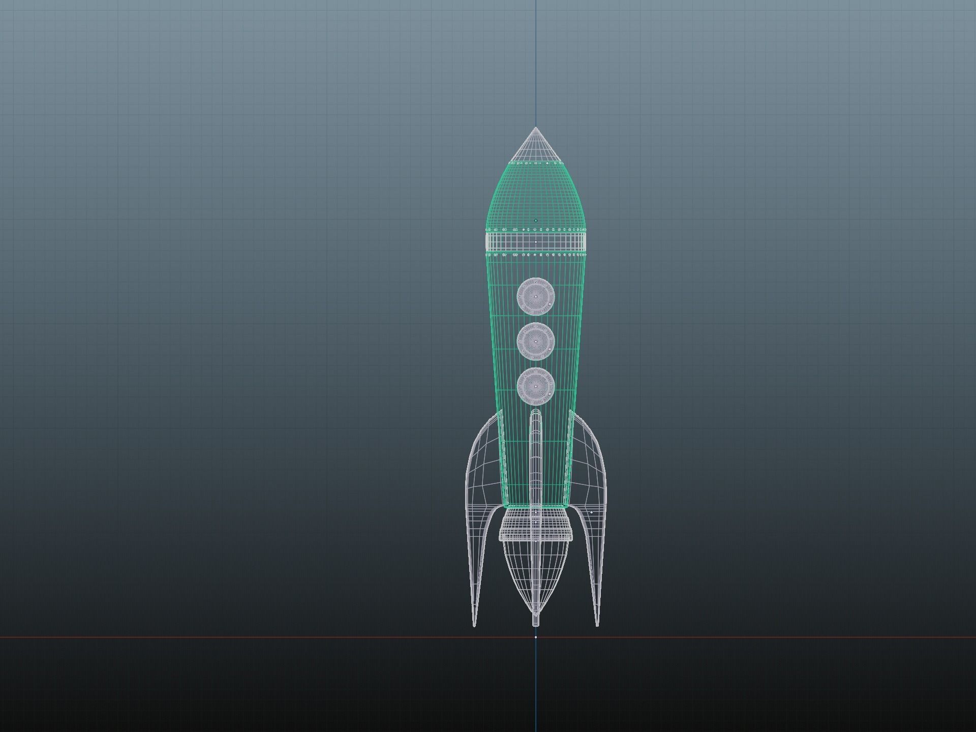 Rocket Ship Low-poly 3D model_7