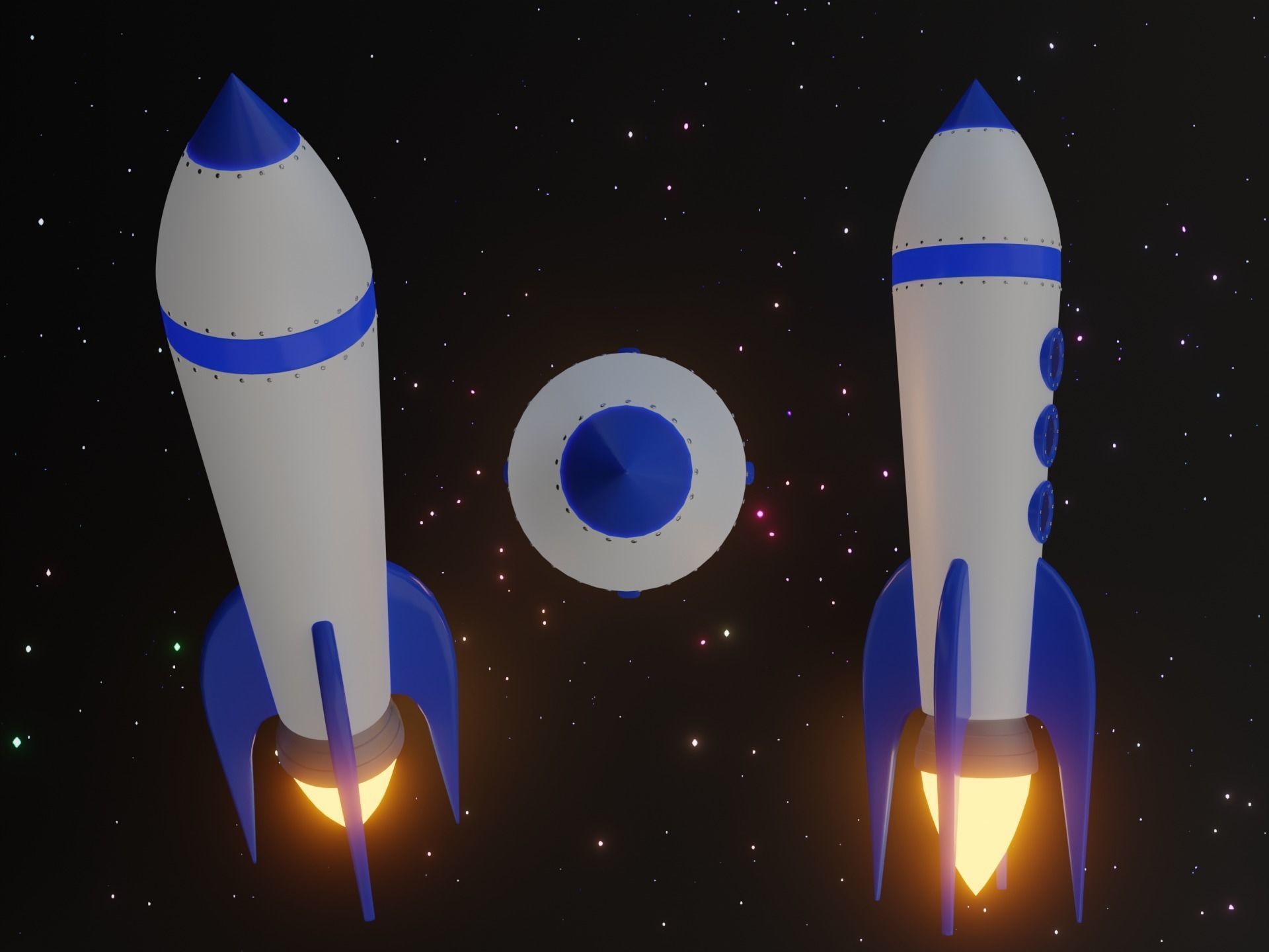 Rocket Ship Low-poly 3D model_3