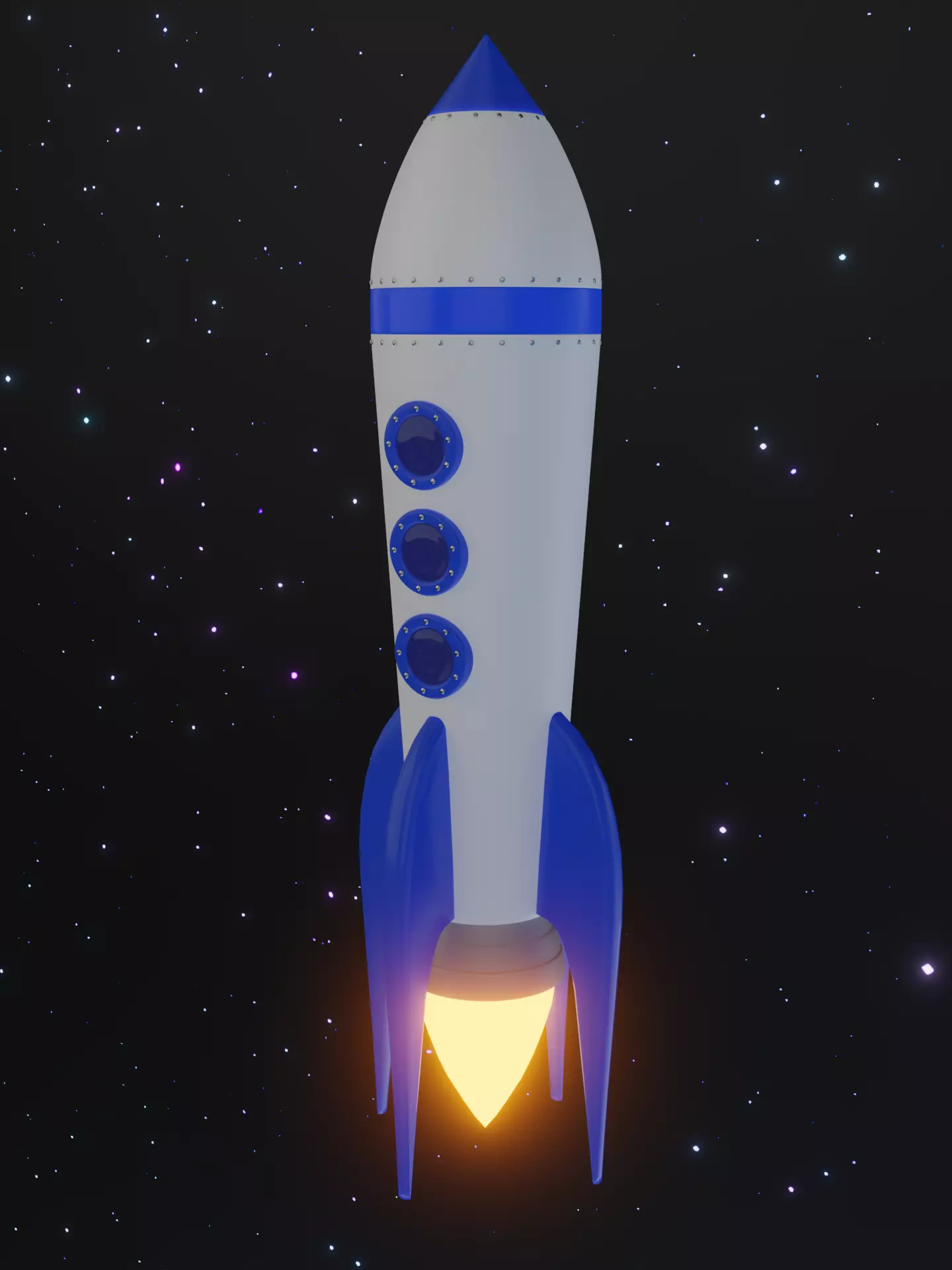 Rocket Ship Low-poly 3D model_0