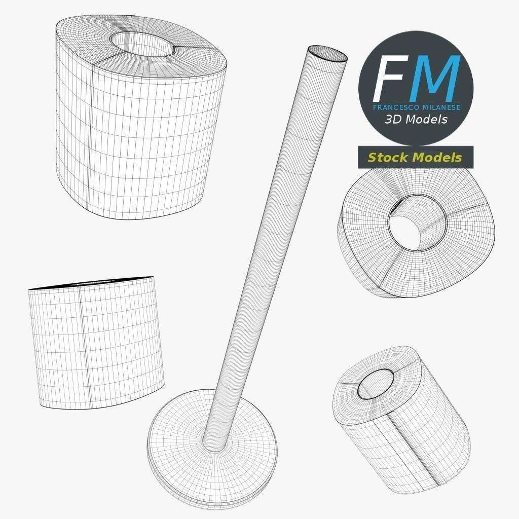 Toilet paper rolls holder 3D model_8