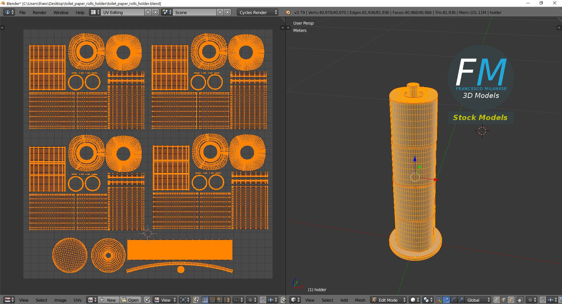 Toilet paper rolls holder 3D model_10