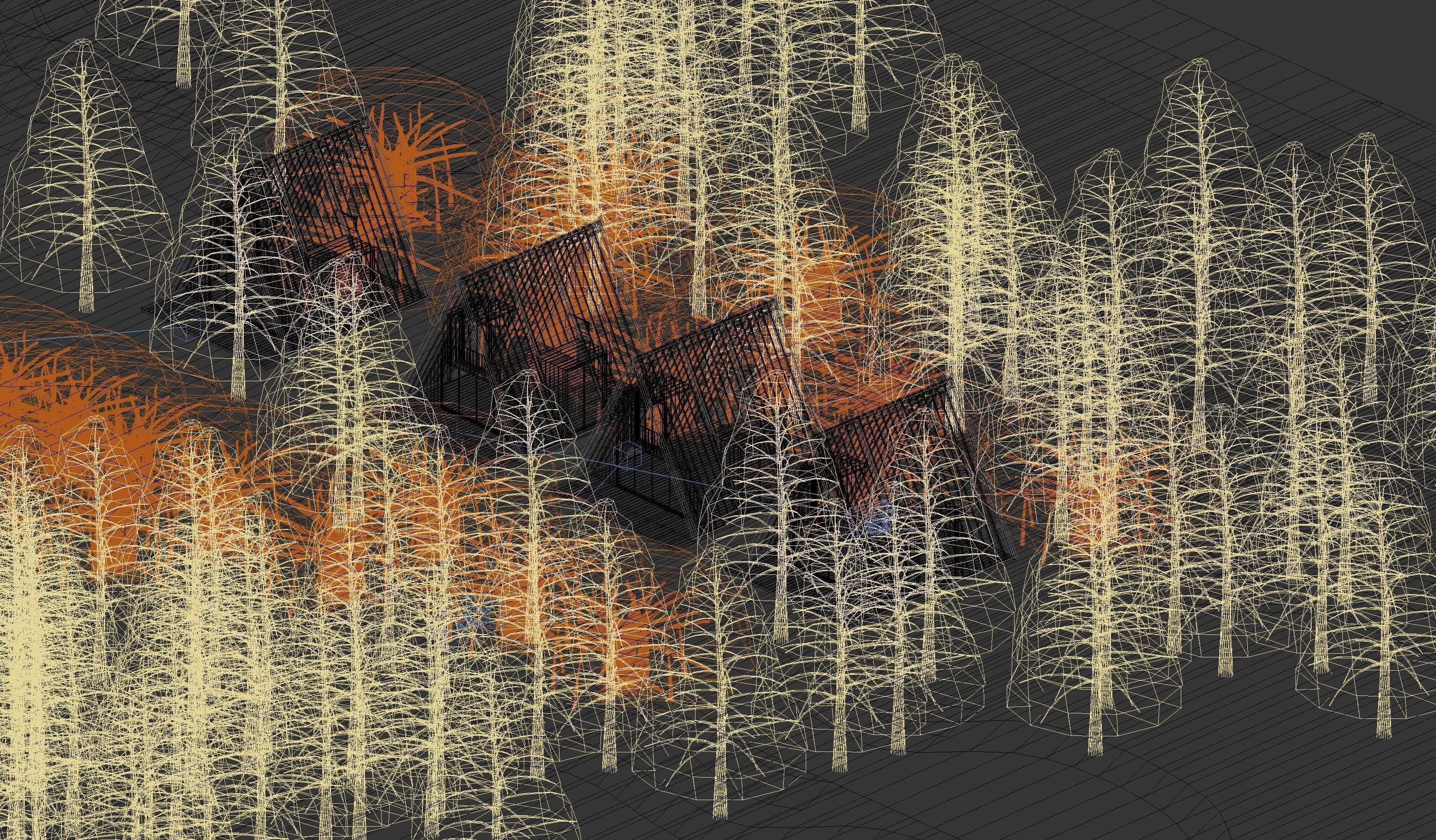 House 2 group of cabins in woods Free 3D model_4