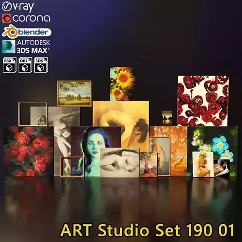 Artist Studio Paintings Set 190 01  3D model