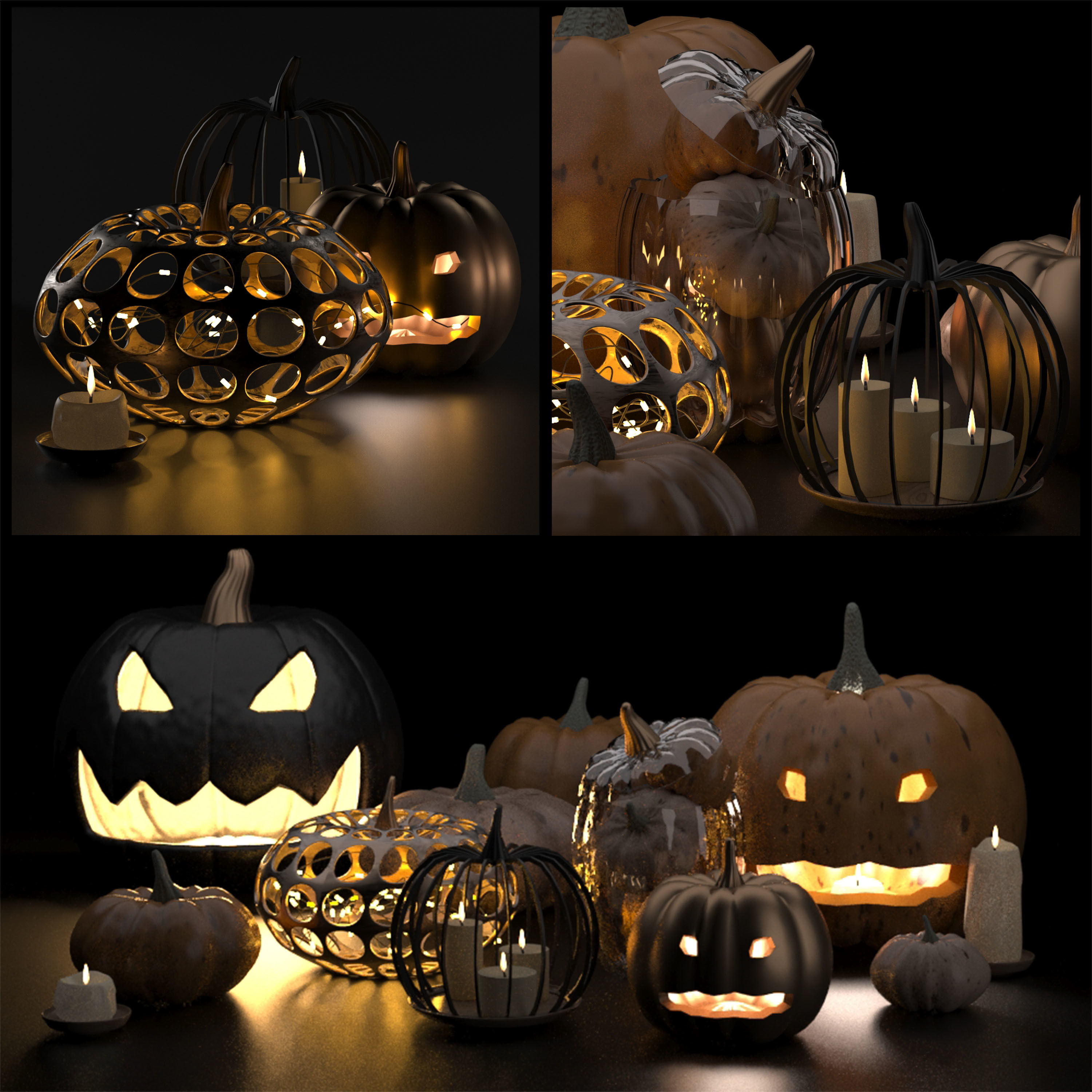 Halloween decorative set 3D model_4