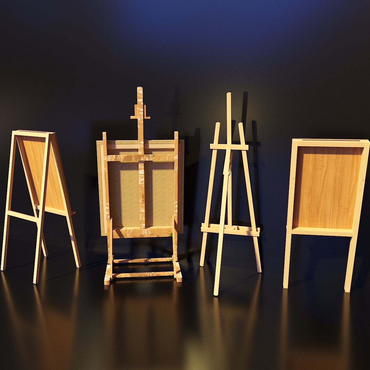 Artist Studio Easels Set 190 03 3D model_3