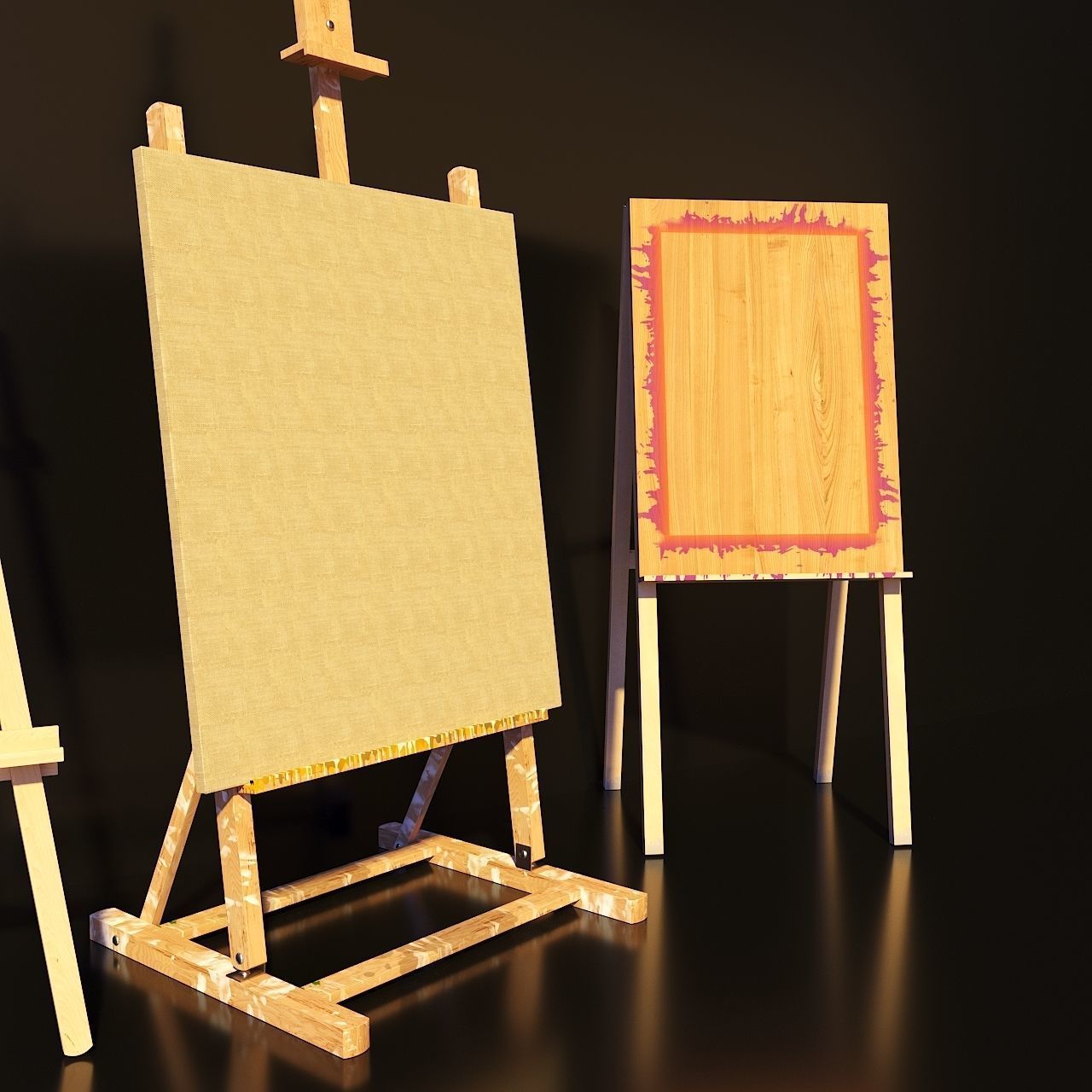 Artist Studio Easels Set 190 03 3D model_6