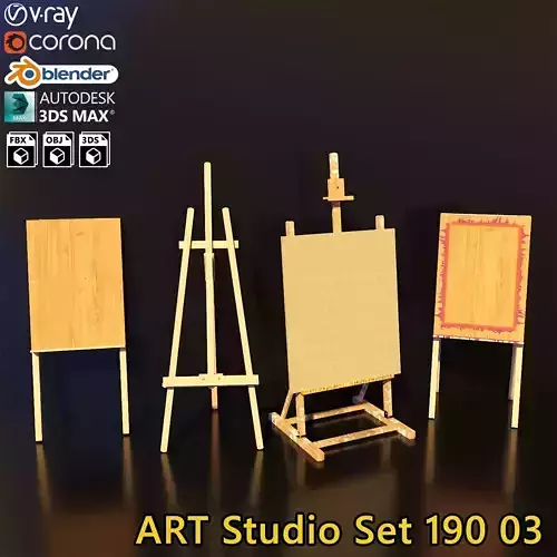 Artist Studio Easels Set 190 03 3D model