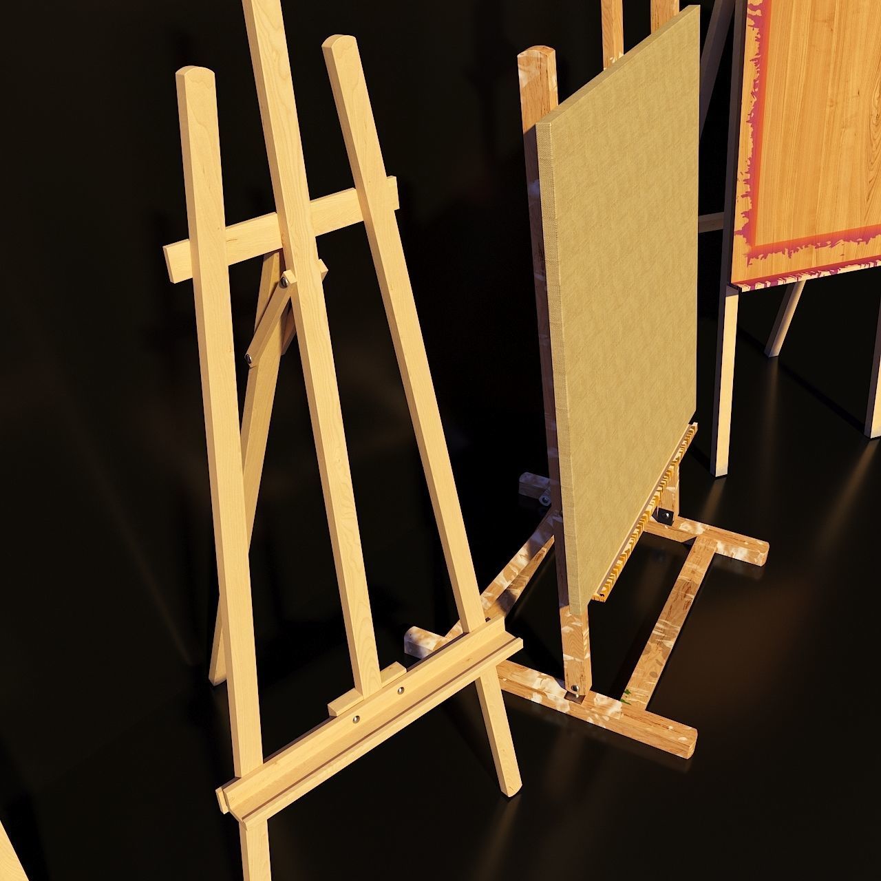 Artist Studio Easels Set 190 03 3D model_5