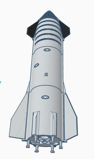 SpaceX Starship SN8 with interior raptors and legs 3D print model_3