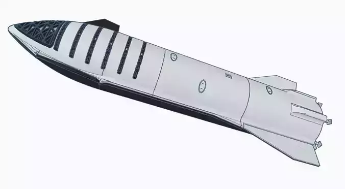 SpaceX Starship SN8 with interior raptors and legs 3D print model SpaceX Starship SN8 with interior raptors and legs 3D print model