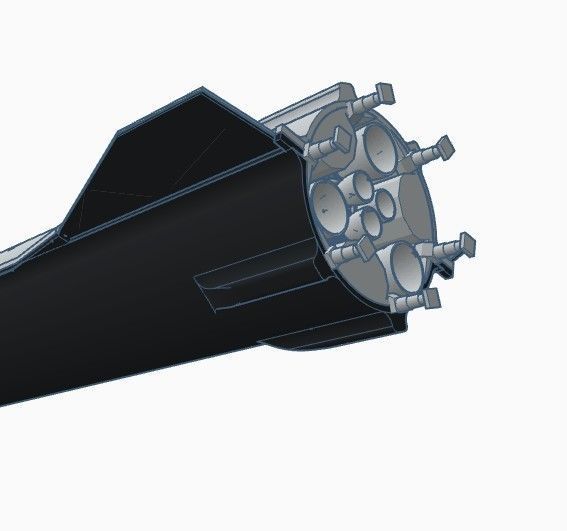 SpaceX Starship SN8 with interior raptors and legs 3D print model_4