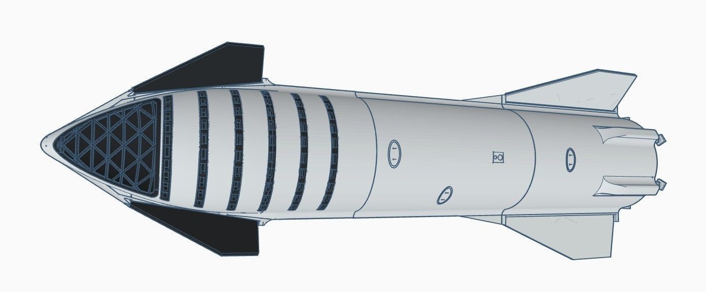 SpaceX Starship SN8 with interior raptors and legs 3D print model_2