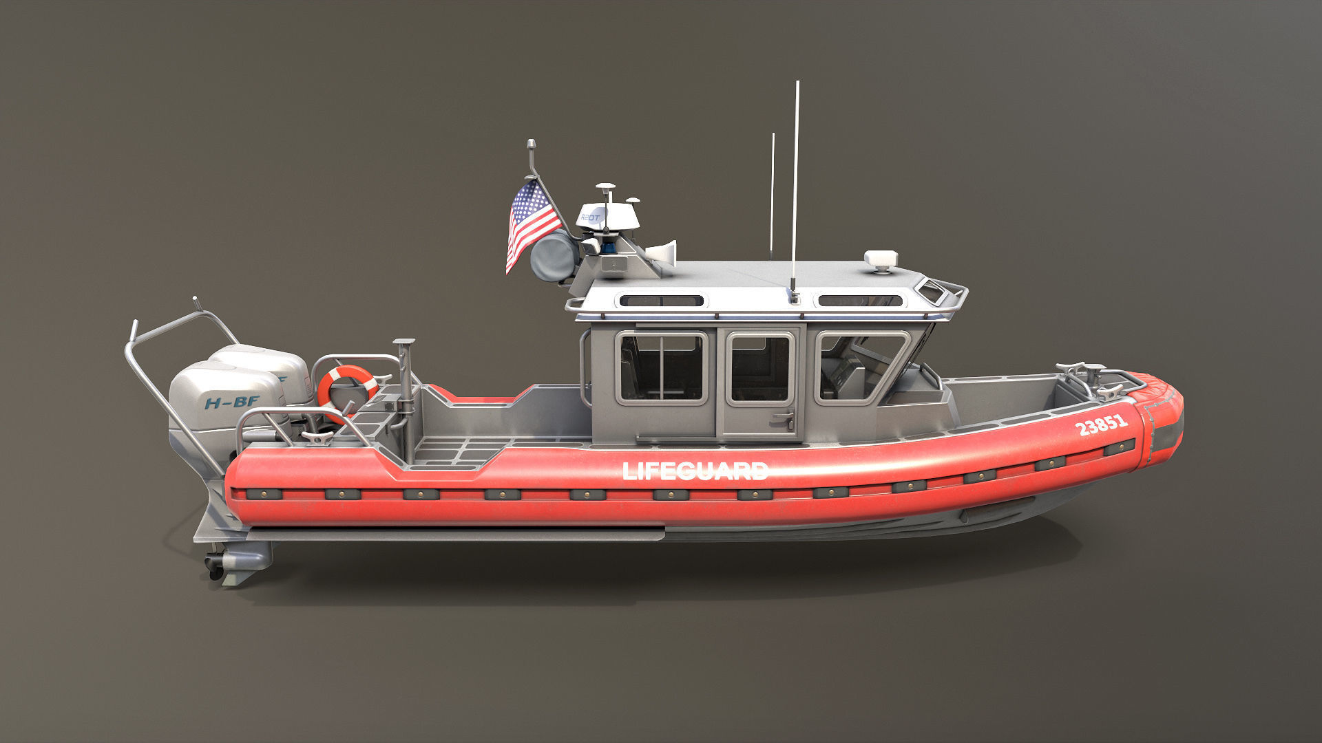 Coast Guard Rescue Boat Low-poly 3D model_2