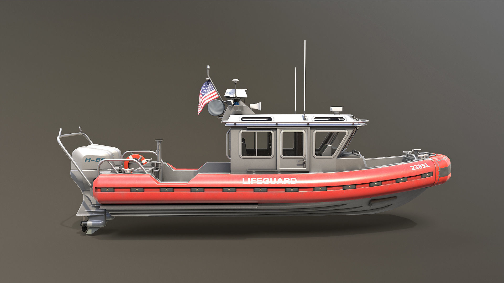 Coast Guard Rescue Boat Low-poly 3D model_10