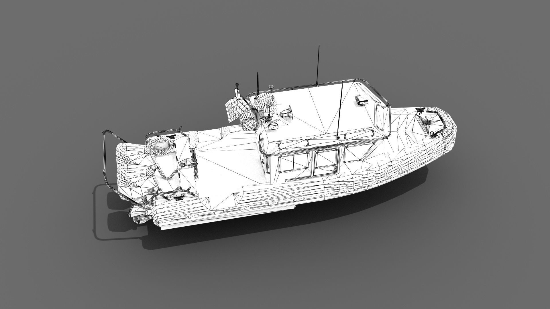 Coast Guard Rescue Boat Low-poly 3D model_12