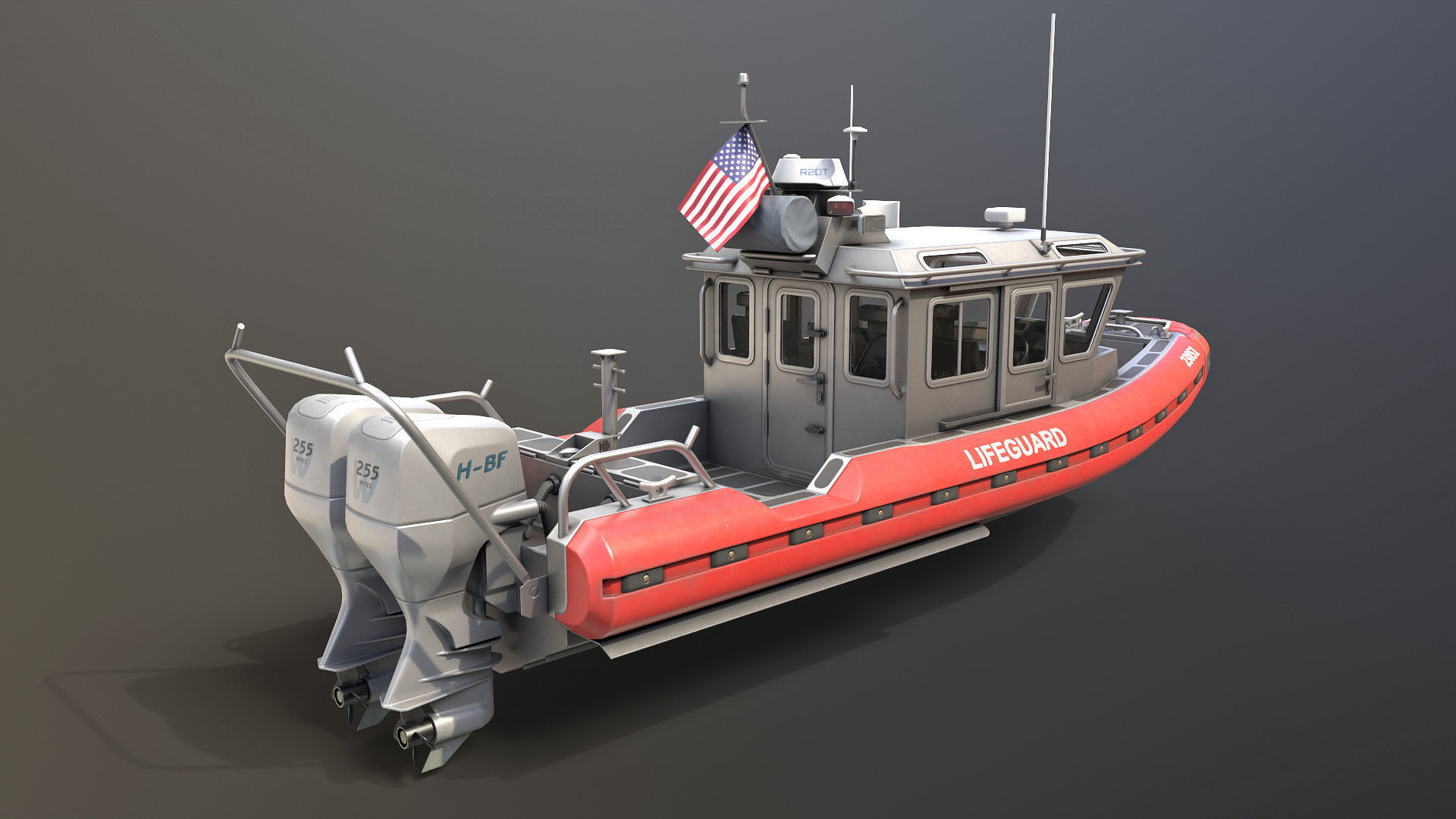Coast Guard Rescue Boat Low-poly 3D model_9