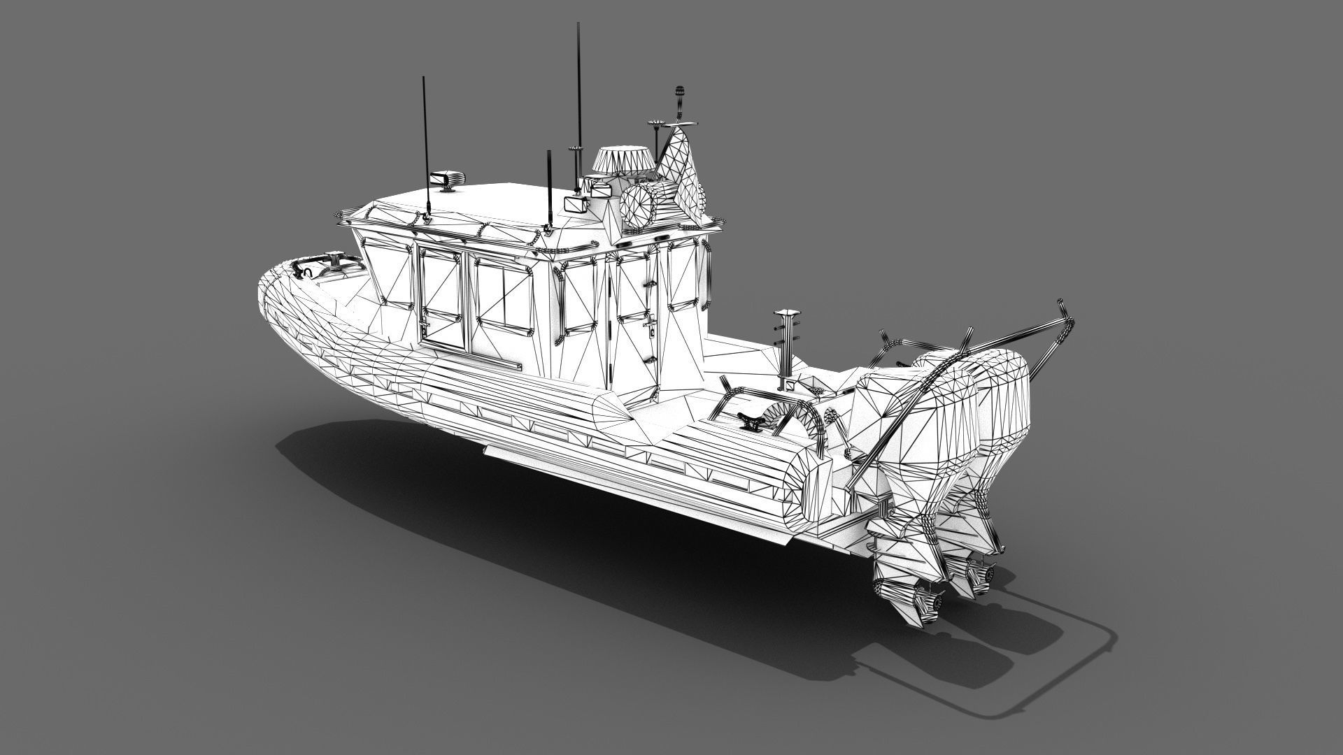 Coast Guard Rescue Boat Low-poly 3D model_11