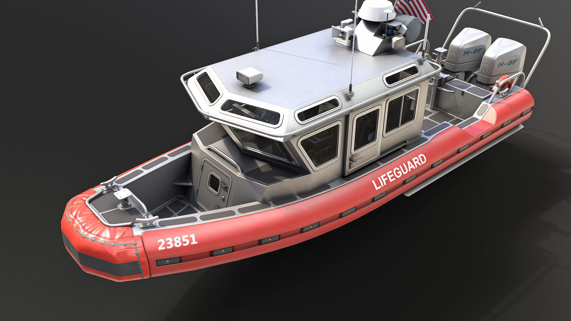 Coast Guard Rescue Boat Low-poly 3D model_4