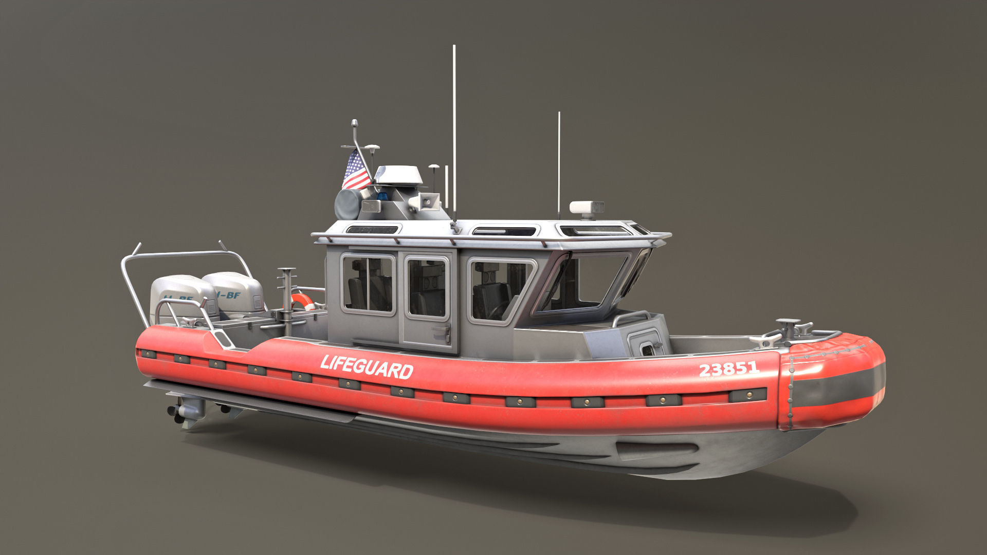 Coast Guard Rescue Boat Low-poly 3D model_1