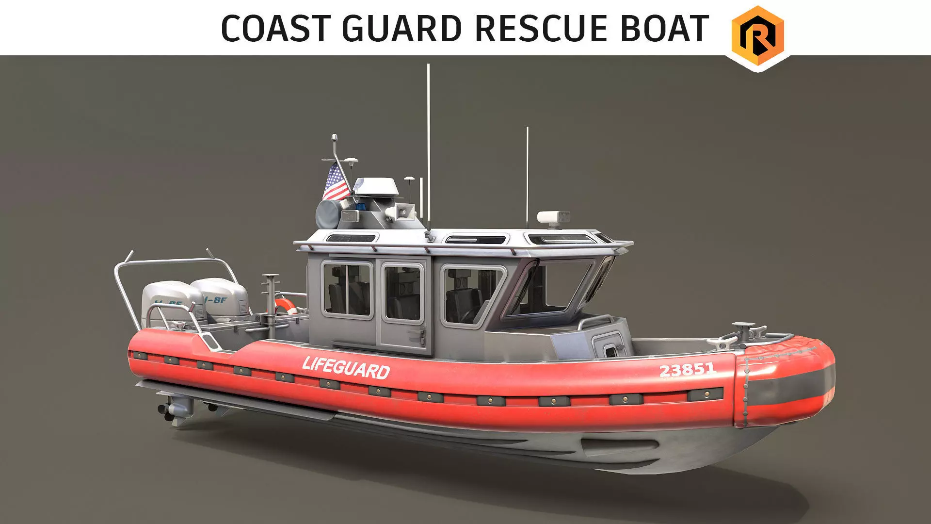 Coast Guard Rescue Boat Low-poly 3D model_0