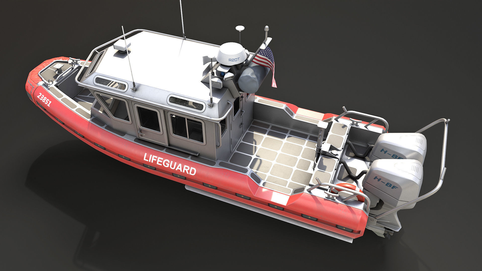 Coast Guard Rescue Boat Low-poly 3D model_5