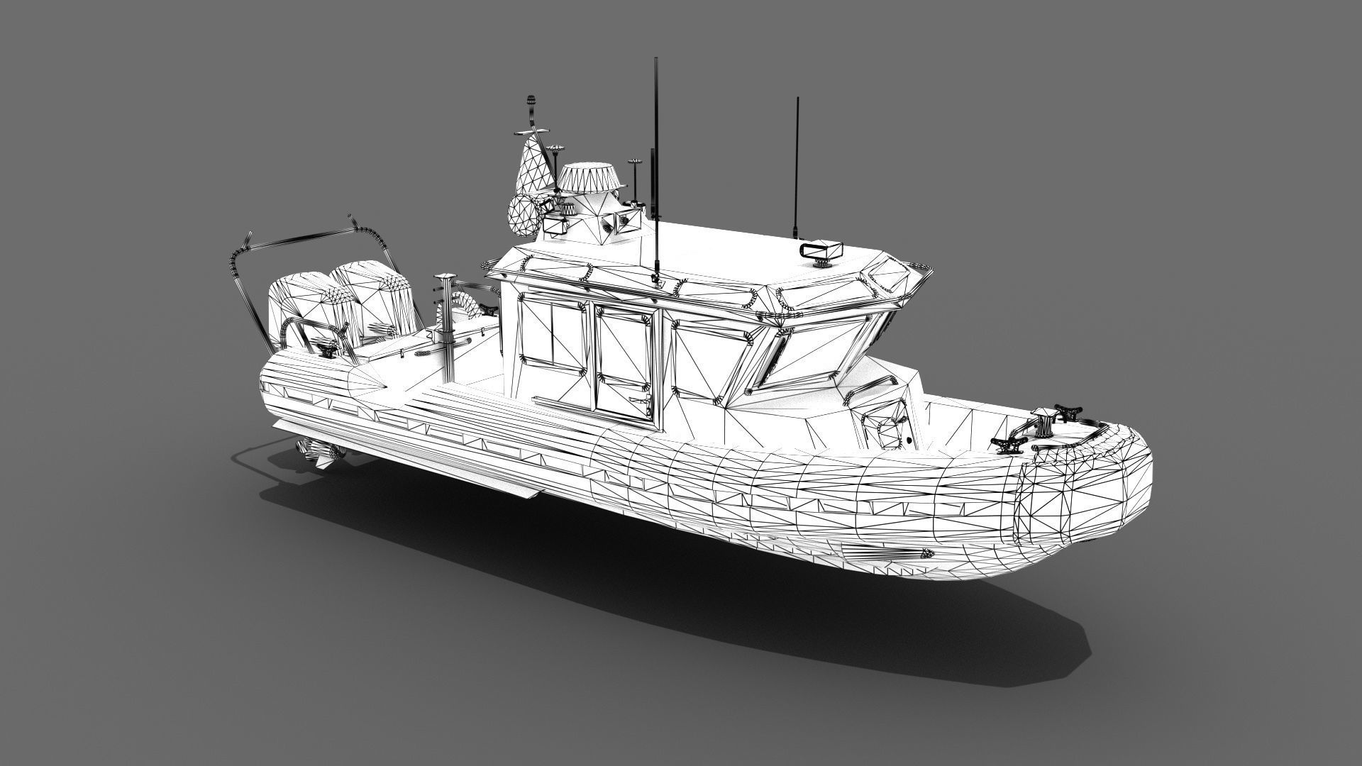 Coast Guard Rescue Boat Low-poly 3D model_13