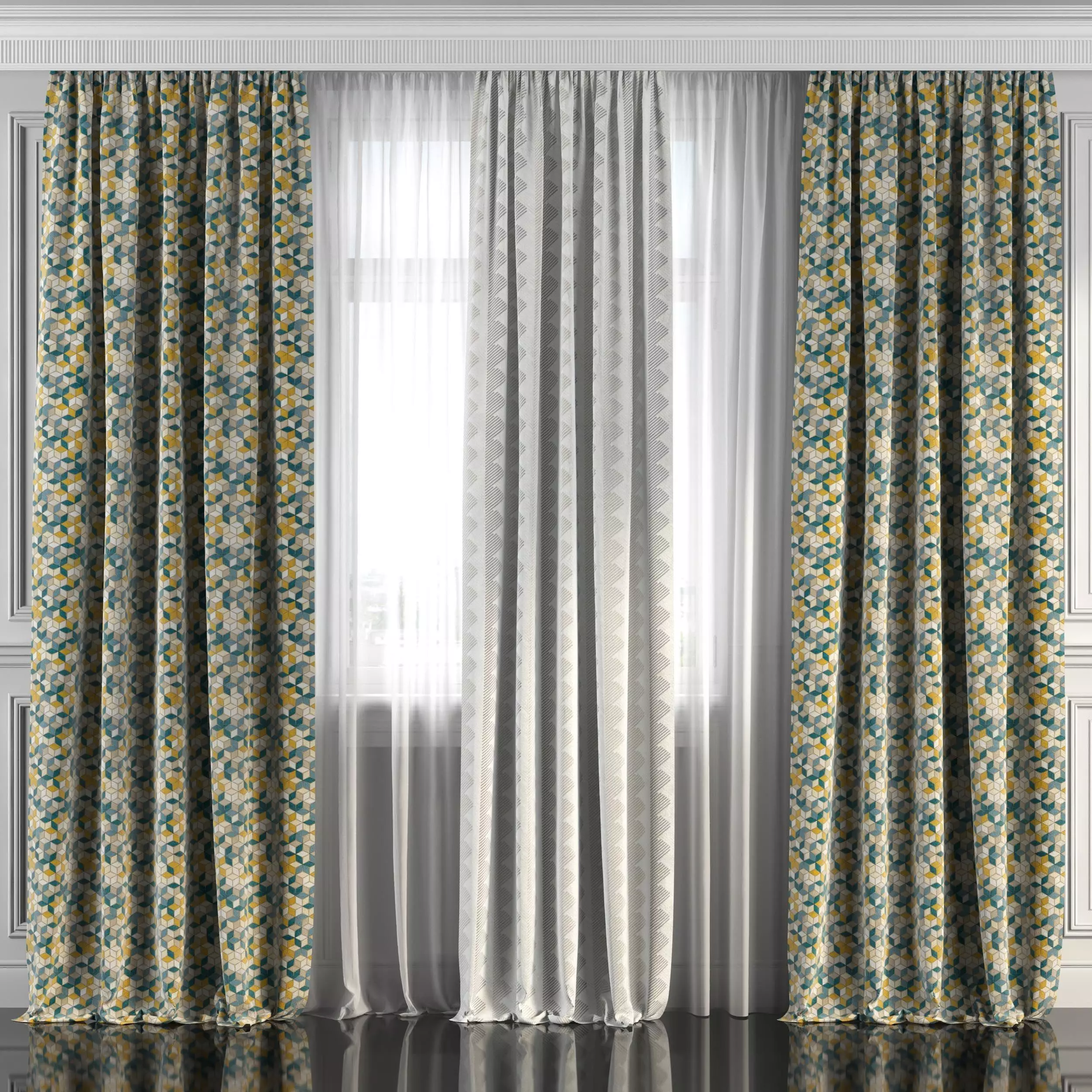 Curtain Set 238 3D model_0