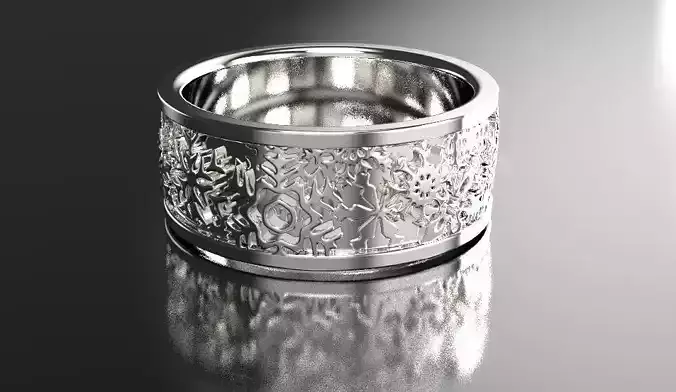 Christmas ring with snowflakes 3D print model
