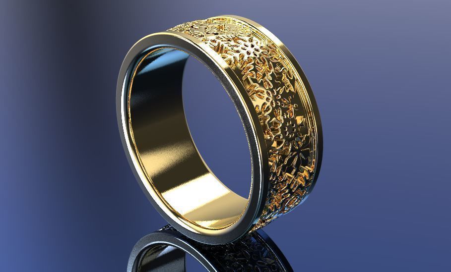 Christmas ring with snowflakes 3D print model_3