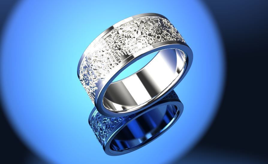 Christmas ring with snowflakes 3D print model_2