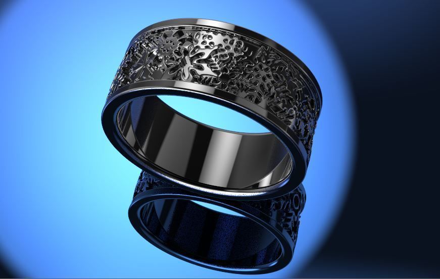 Christmas ring with snowflakes 3D print model_1