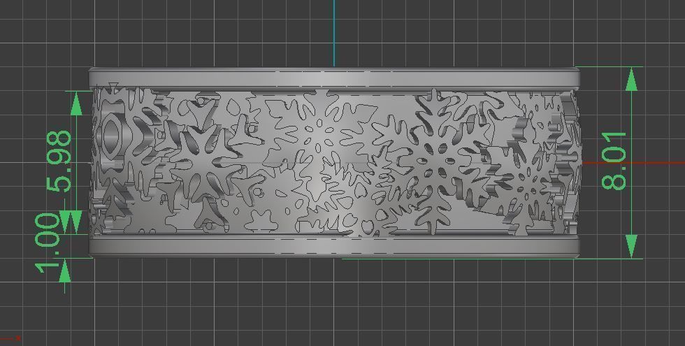 Christmas ring with snowflakes 3D print model_6